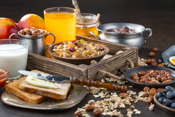 breakfast with bread and juice