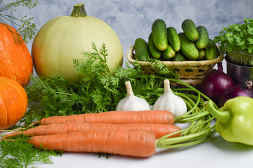 Autumn harvest close-up. Vegetarianism. Healthy diet. Mature vegetables