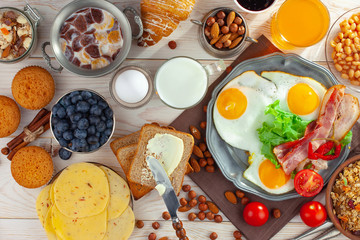 Healthy breakfast on an old background