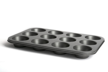 metal mold for baking and food on a white background