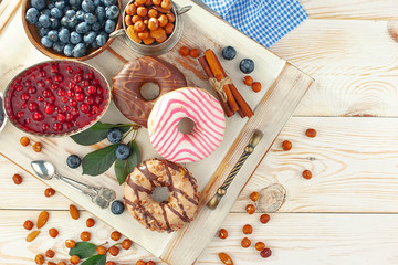 Healthy breakfast on an old background