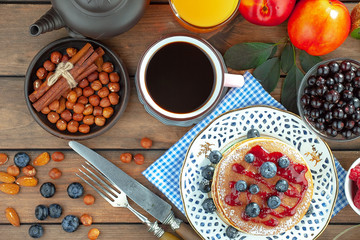 Healthy breakfast on an old background