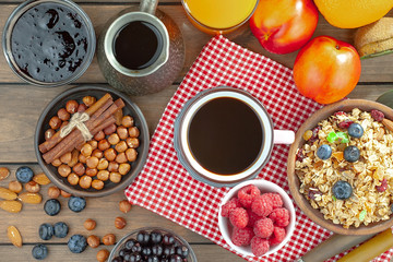 Obraz na płótnie Canvas Healthy breakfast on an old background