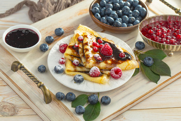 Healthy breakfast on an old background