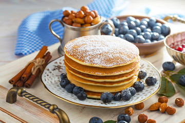 Healthy breakfast on an old background