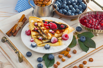 Healthy breakfast on an old background