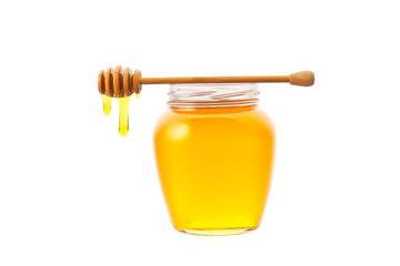 jar sweet honey isolated on white background.  jar full of fresh honey.