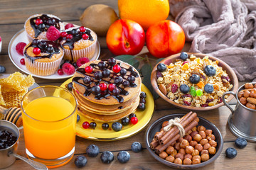 Healthy breakfast on an old background