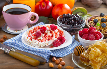 Healthy breakfast on an old background