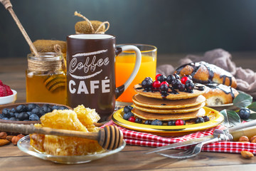 Healthy breakfast on an old background