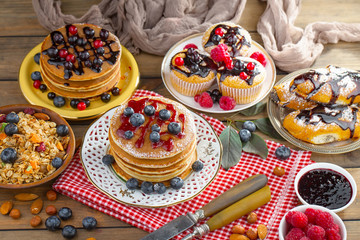 Healthy breakfast on an old background