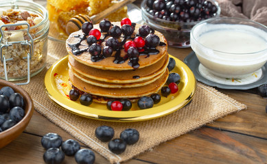 Healthy breakfast on an old background