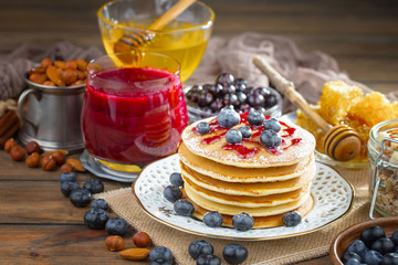 Healthy breakfast on an old background