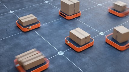 Robotized logistics warehouse.