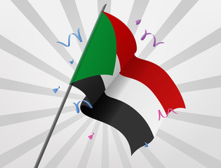 Flying flags crossed from the country of Sudan