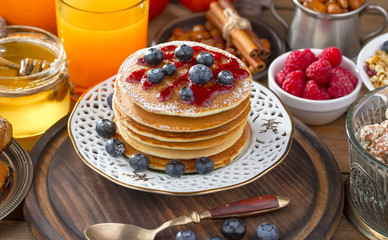 Healthy breakfast on an old background