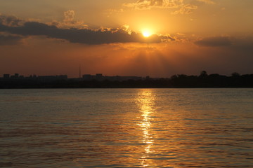 sunset over the river