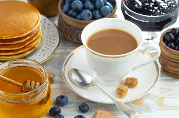 Healthy breakfast on an old background