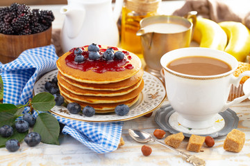 Healthy breakfast on an old background