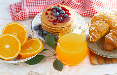 Healthy breakfast on an old background