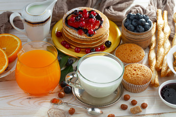 Healthy breakfast on an old background