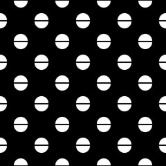 Semicircles seamless ornament. Broken circles motif. Dots pattern. Circular figures backdrop. Rounds background. Dotted wallpaper. Vector image. Digital paper, textile print. Circle forms abstract