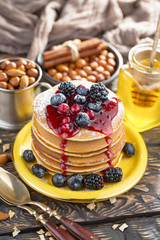 Healthy breakfast on an old background