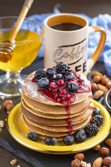 Healthy breakfast on an old background