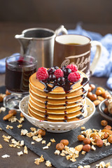 Healthy breakfast on an old background