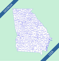 Counties map of Georgia USA