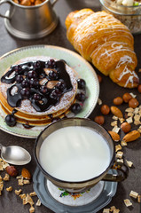 Healthy breakfast on an old background