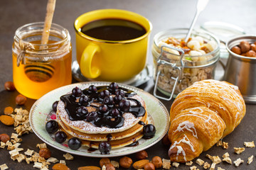 Healthy breakfast on an old background