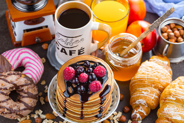 Healthy breakfast on an old background