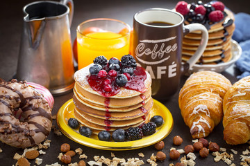 Healthy breakfast on an old background