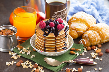 Healthy breakfast on an old background