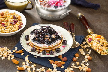 Healthy breakfast on an old background