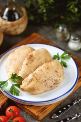 Oven baked chicken breasts. Healthly food.