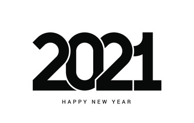 Happy New Year 2021 logo text design. Cover of business diary for 2021 with wishes. Brochure design template, card, banner. Vector illustration. Isolated on white background.