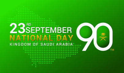 logo design Anniversary 90 years The national holiday of the Kingdom of Saudi Arabia, is celebrated on September 23rd minimal graphic design