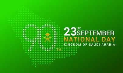 Fototapeta na wymiar logo design Anniversary 90 years The national holiday of the Kingdom of Saudi Arabia, is celebrated on September 23rd minimal graphic design