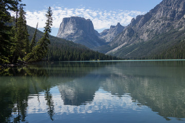 Squaretop mountain reflecting in the Green River lakes of the Wind River range of Wyoming.