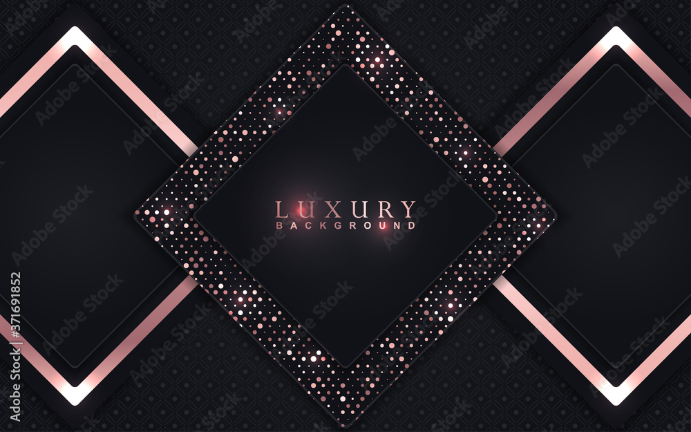 Poster luxury background design with dark and rose golden element decoration. elegant shape vector layout t