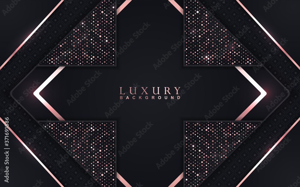 Wall mural luxury background design with dark and rose golden element decoration. elegant shape vector layout t