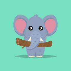 Cute baby elephant character design illustration
