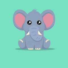 Cute baby elephant character design illustration