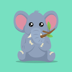 Cute baby elephant character design illustration
