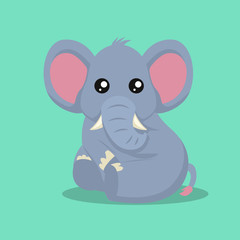 Cute baby elephant character design illustration