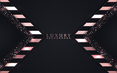 Obraz premium Luxury background design with dark and rose golden element decoration. Elegant shape vector layout template illustration for use cover magazine, poster, flyer, invitation, product packaging, banner