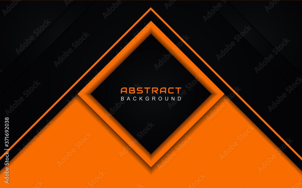 Poster minimal geometric abstract background with orange stripe color on dark. simple and modern vector ill
