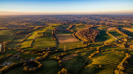 British Sussex Countryside Aerial Drone Shot